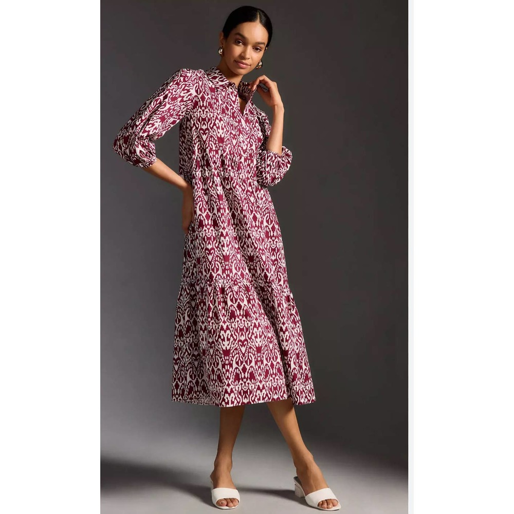 Anthropologie Red and White Maxi Dress